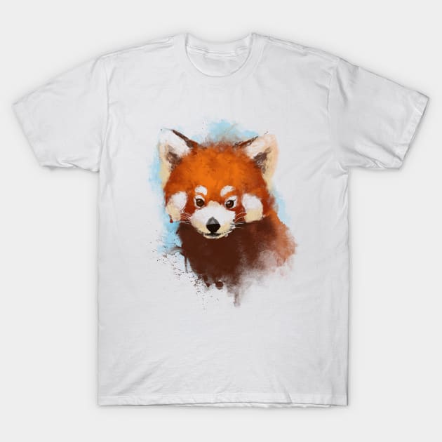 Red panda Ink Illustration - Fluffy Cute Animal - Nature Forest T-Shirt by BlancaVidal